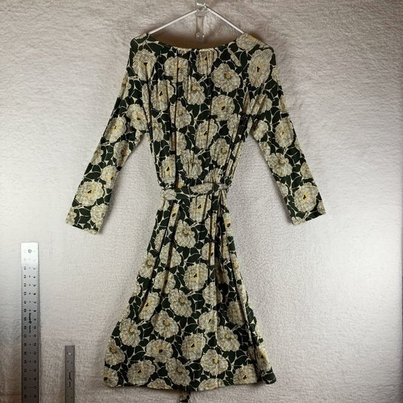 Lands' End Fit & Flare Midi Dress Women's Small 6-8 Floral Plunge Neck S7948 - Picture 9 of 10